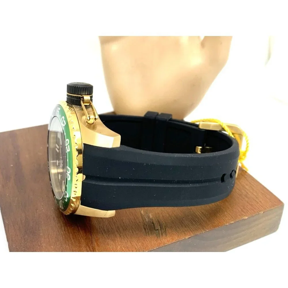 Invicta Men's Watch 35661 Pro Diver Quartz Gold Black Green Bezel Rubber Band